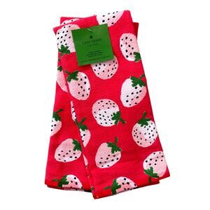 Kate Spade Strawberry Kitchen Towels 17x28 Cotton Red & Pink Set of 2 NEW